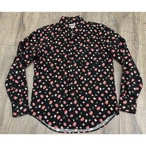 Naked & Famous Shirt Men’s Medium? Black Japanese Daruma Doll Print